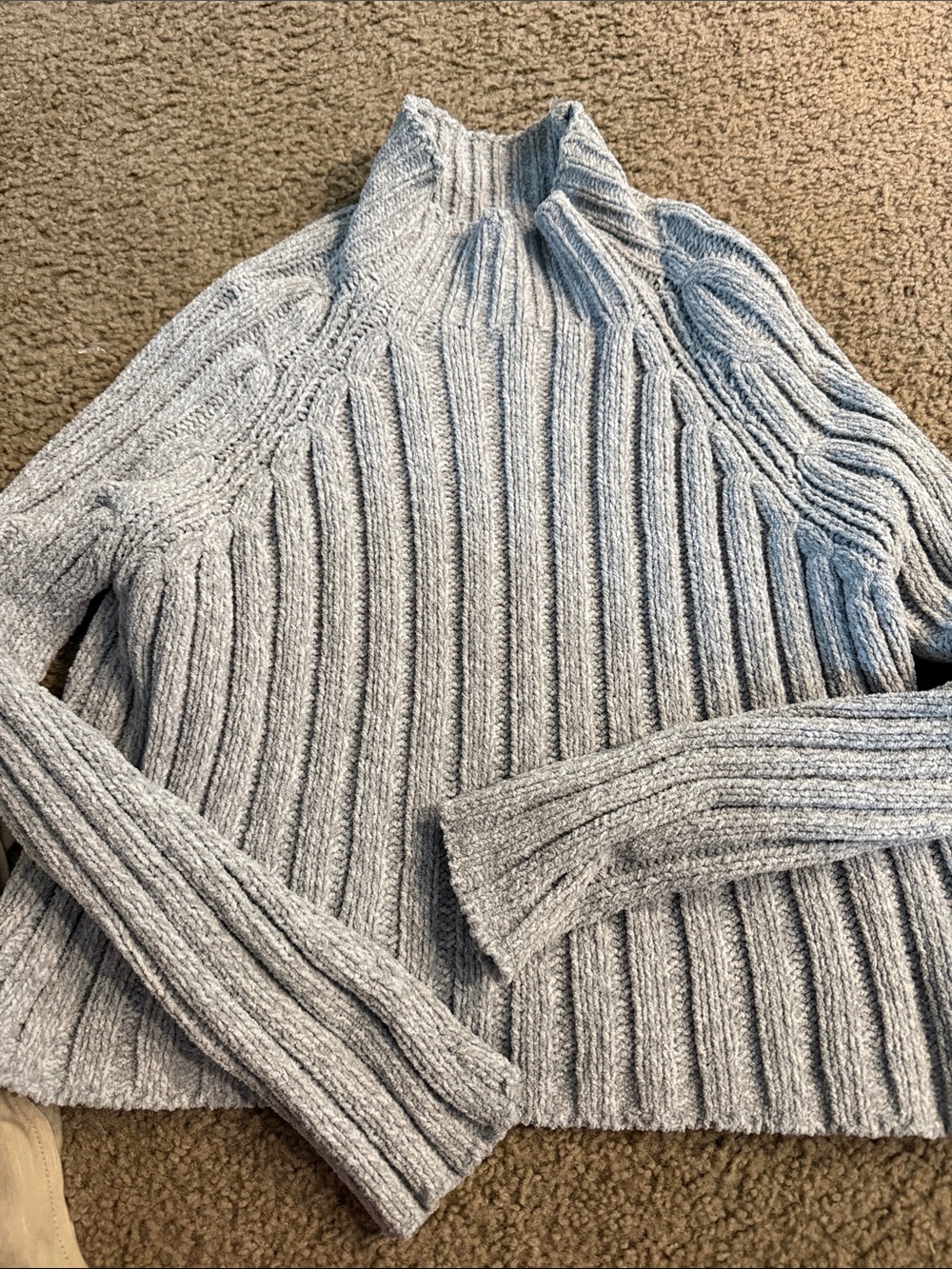 American Eagle Outfitters Ribbed Mock Neck Sweater - Light Gray